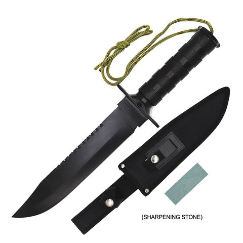 15" Tactical Hunting Fixed Blade Knife with Survival Kit