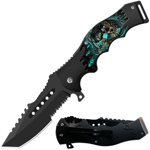 Tactical Grim Reaper Spring Assisted Folding Open Pocket Knife Cleaver Blade