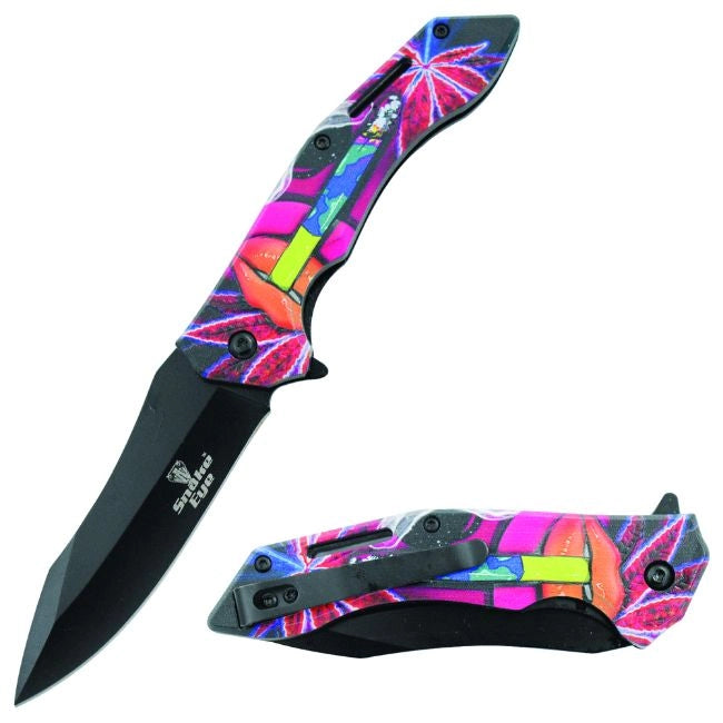 Snake Eyes Spring Assisted Knife Weed Includes Clip