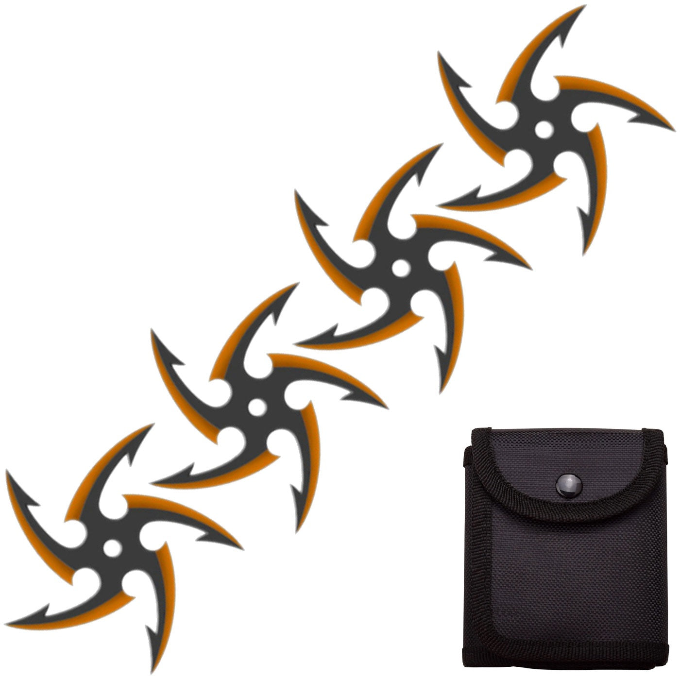 4 PC Set Black/Orange Finish Cyclone Ninja Throwing Stars