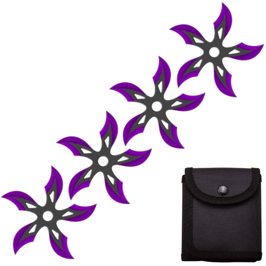4 PC Set Black/Purple Finish Ninja Throwing Stars