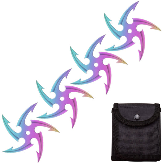 4 PC Set Titanium Finish Ninja Throwing Stars