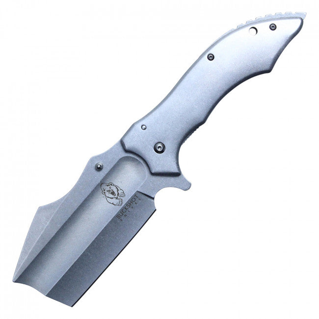 9 3/4" Buckshot Silver Cleaver Spring Assisted Knife