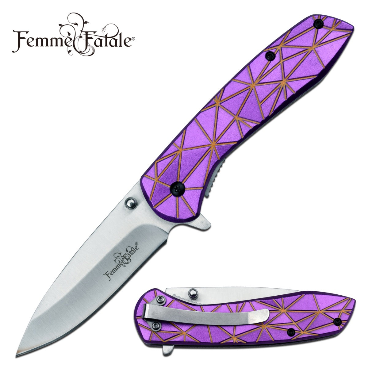 Femme Fatale Purple Spring Assisted Knife Clip Included