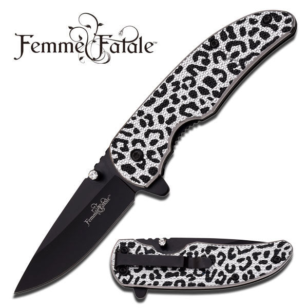 Femme Fatale Silver Cheetah Spring Assisted Knife
