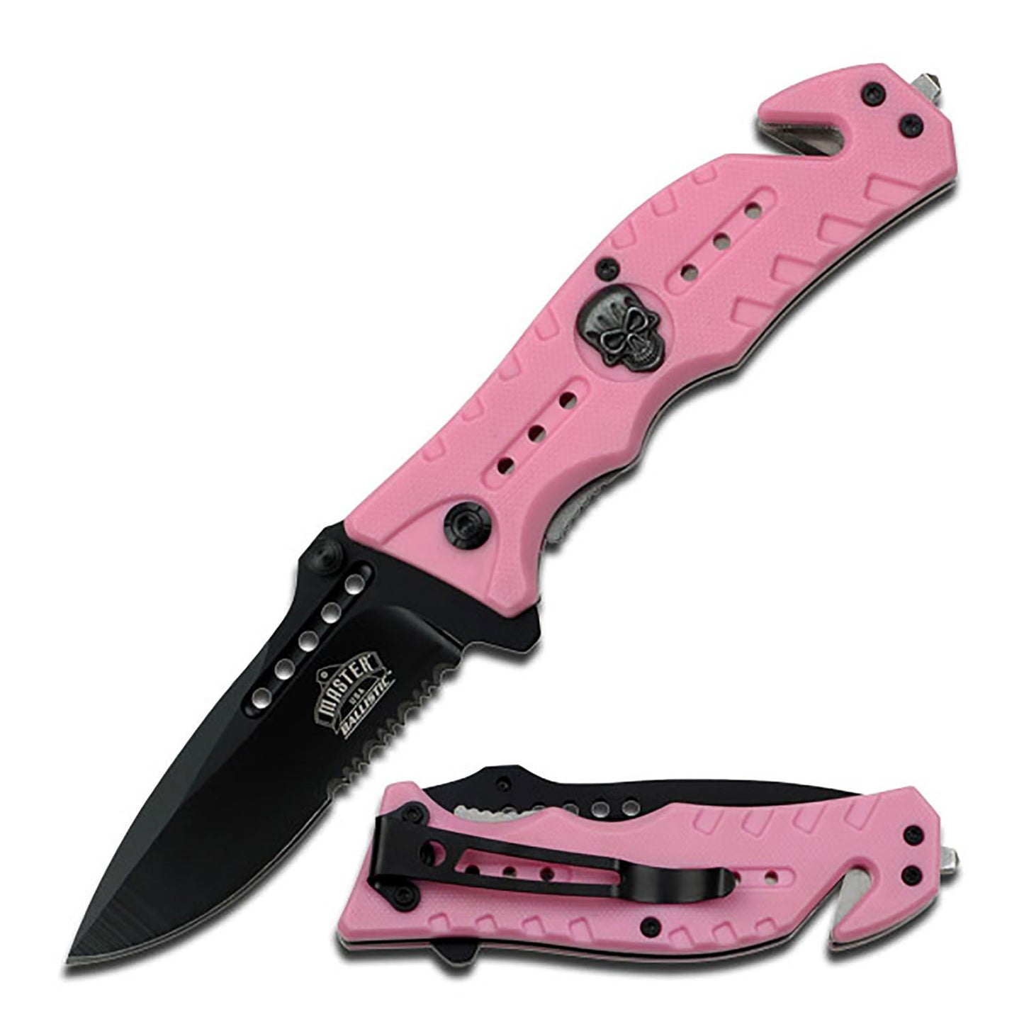 Master USA Pink Skull Spring Assisted Knife