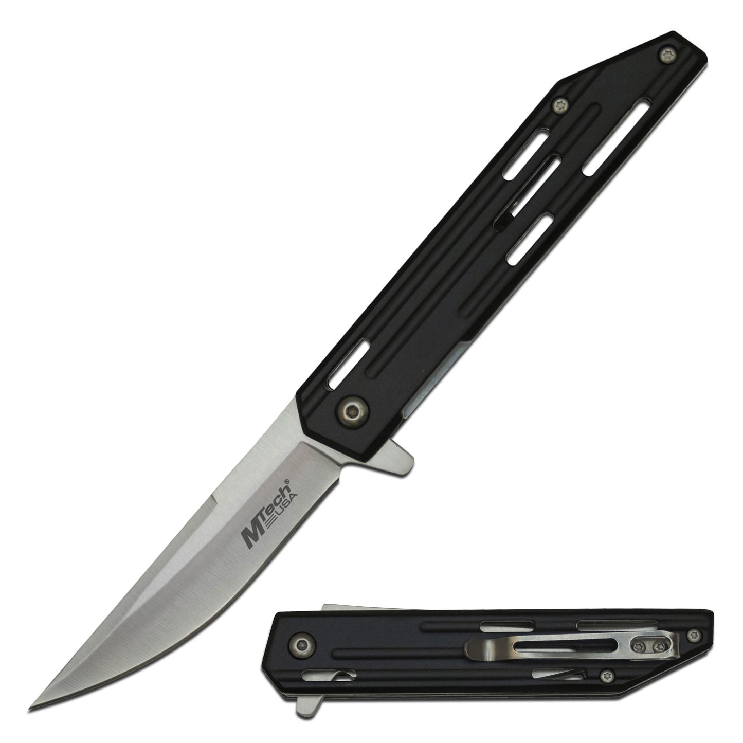 Mtech Black Spring Assisted Knife Drop Point