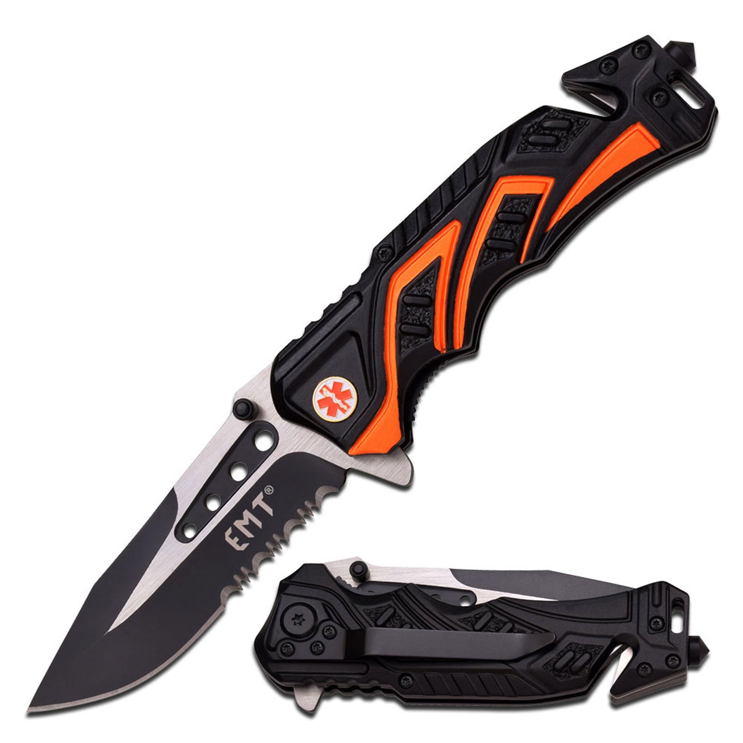 Mtech USA Orange/Black Emt Spring Assisted Knife