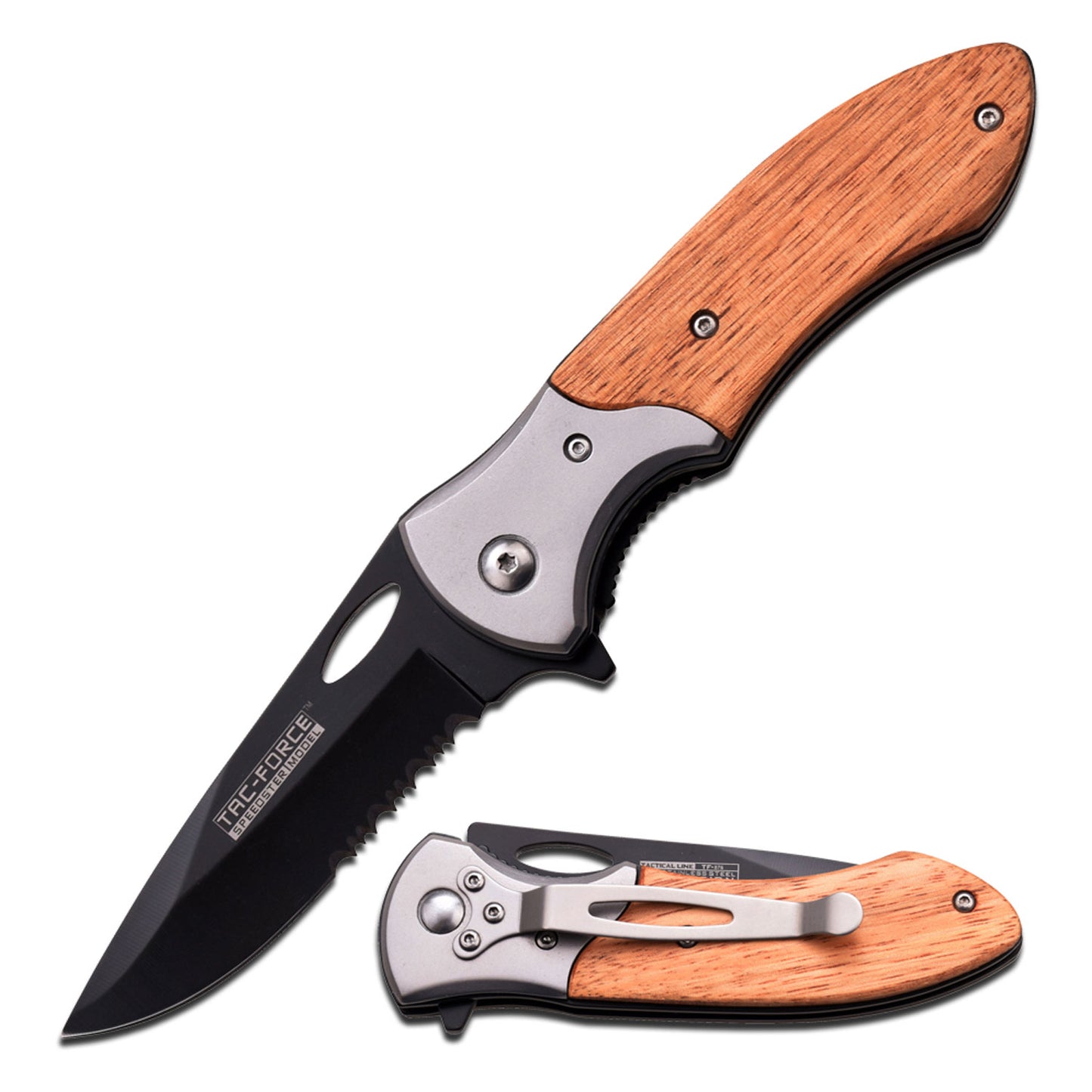 Tac Force Brown Wood Spring Assisted Knife
