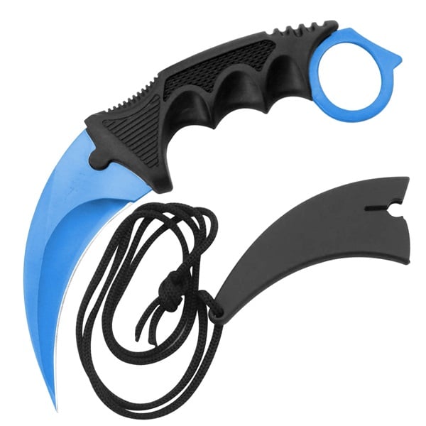 Fixed Blade Blue Karambit Knife
