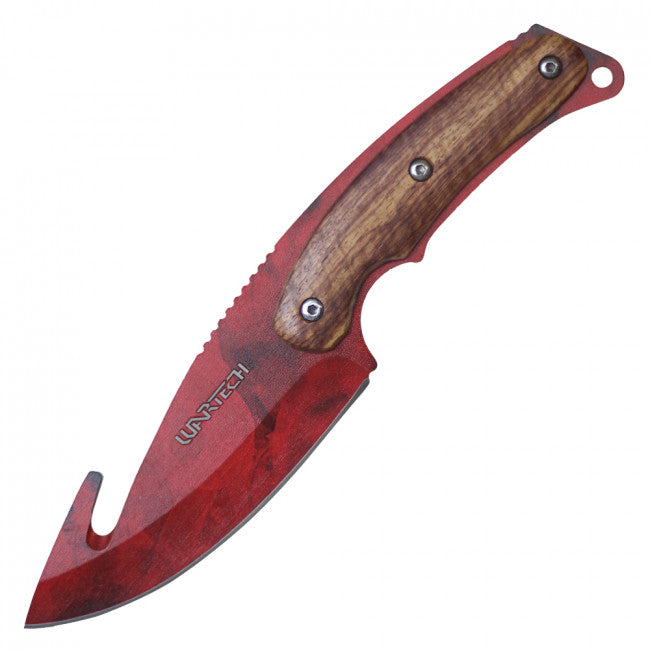 Red wood Gut Hook Hunting Knife