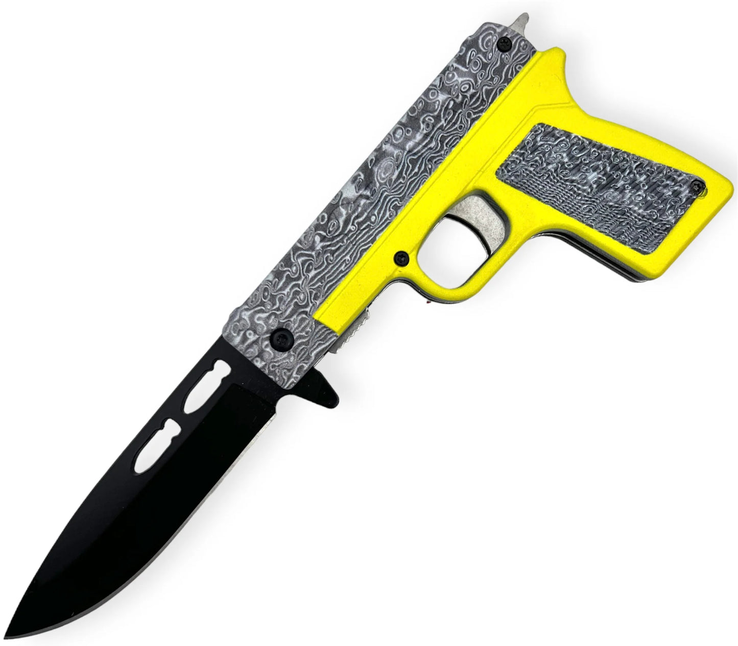 Tiger Usa Pistol Spring Assisted Knife Neon Yellow