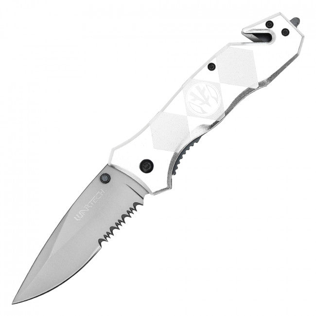 Wartech White Martial Arts Spring Assisted Knife Clip Included
