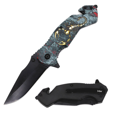 Closed Scorpion Design Tactical Rescue Spring Assist Knife