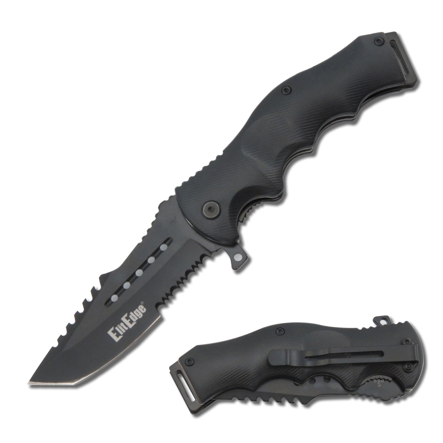 8.5" Tactical Spring Assisted Open Pocket Knife Black Cleaver