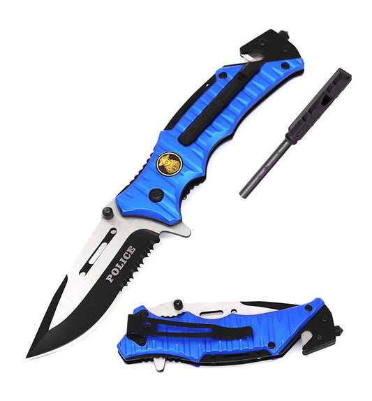 PD Spring Assisted Folding Pocket Tool with Firestarter & Whistle - Premium Tactical & Collector Gear