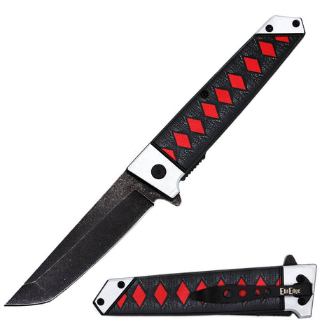 Black and Red Anime Spring Assisted Knife