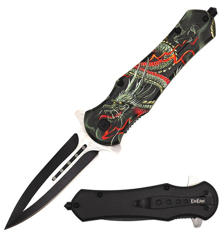 Dragon Fury Dagger Style Spring Assisted Open Folding Pocket Knife