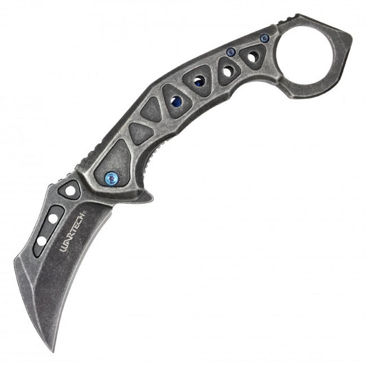 7.25" Grey Spring Assisted Karambit Knife 