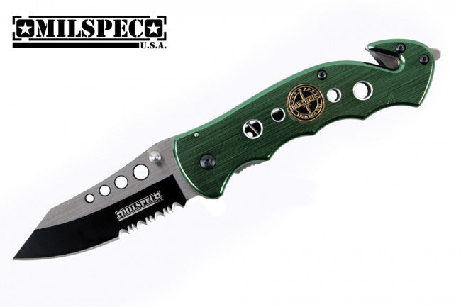 7.75" Wartech Green Battle Tank Spring Assisted Knife