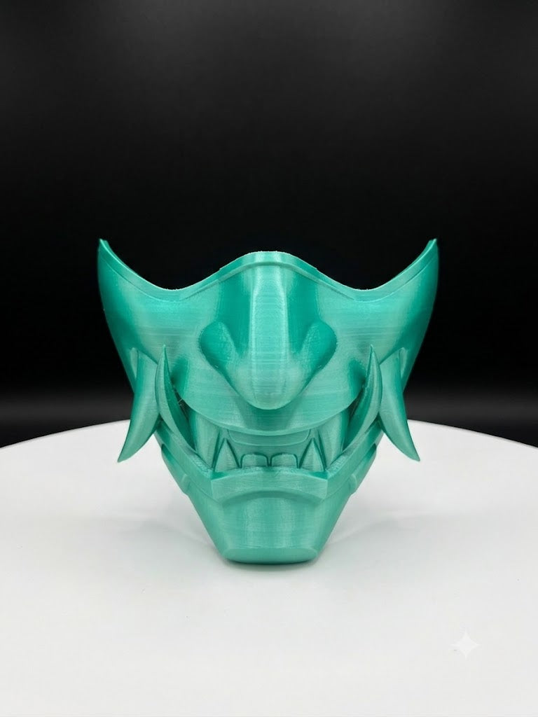 Oni Demon Half-Mask | Teal | Japanese Cosplay & Halloween - Premium Tactical & Collector Gear