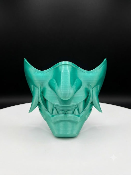 Oni Demon Half-Mask Teal