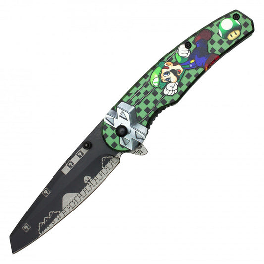 8" Green Plumber Spring Assisted Knife