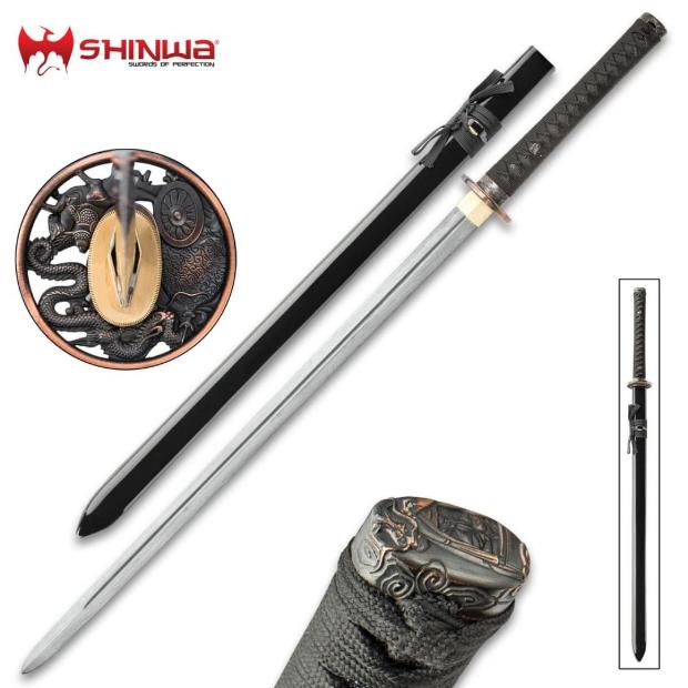 Black Dragon Katana Damascus Samurai Sword