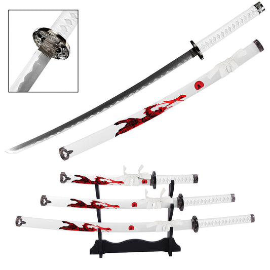 Li Naomasa Samurai Katana Set with Stand – White - Premium Tactical & Collector Gear