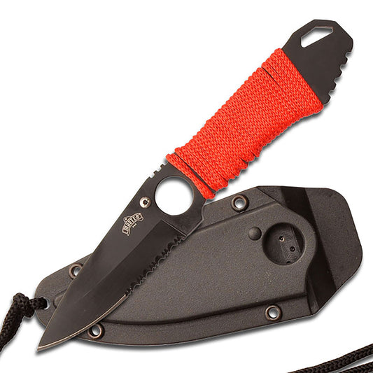 Master USA Red Wrapped Fixed Blade Knife Neck Knife And Clip 
