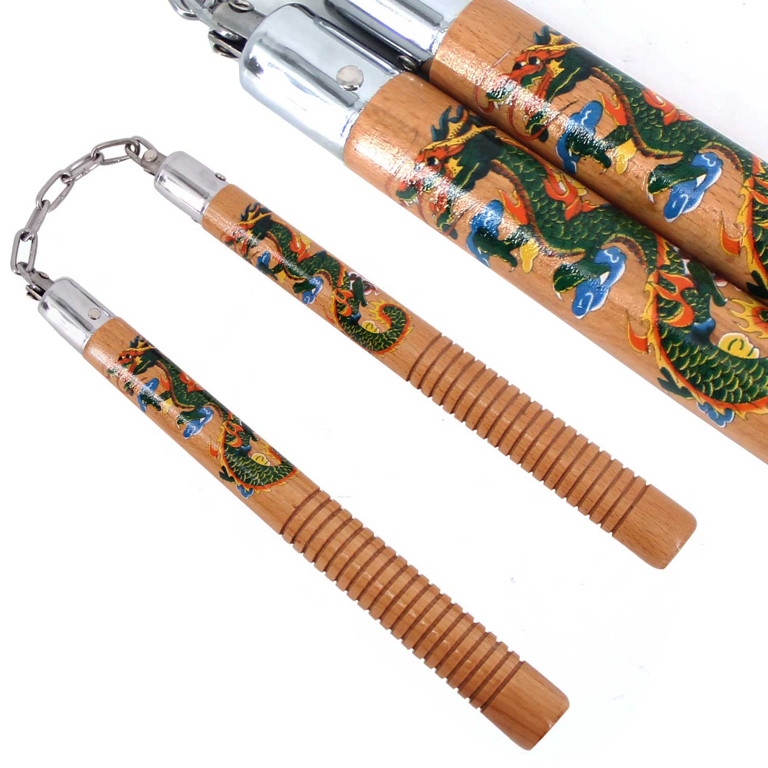 12" Hardwood Chinese Dragon Nunchaku 