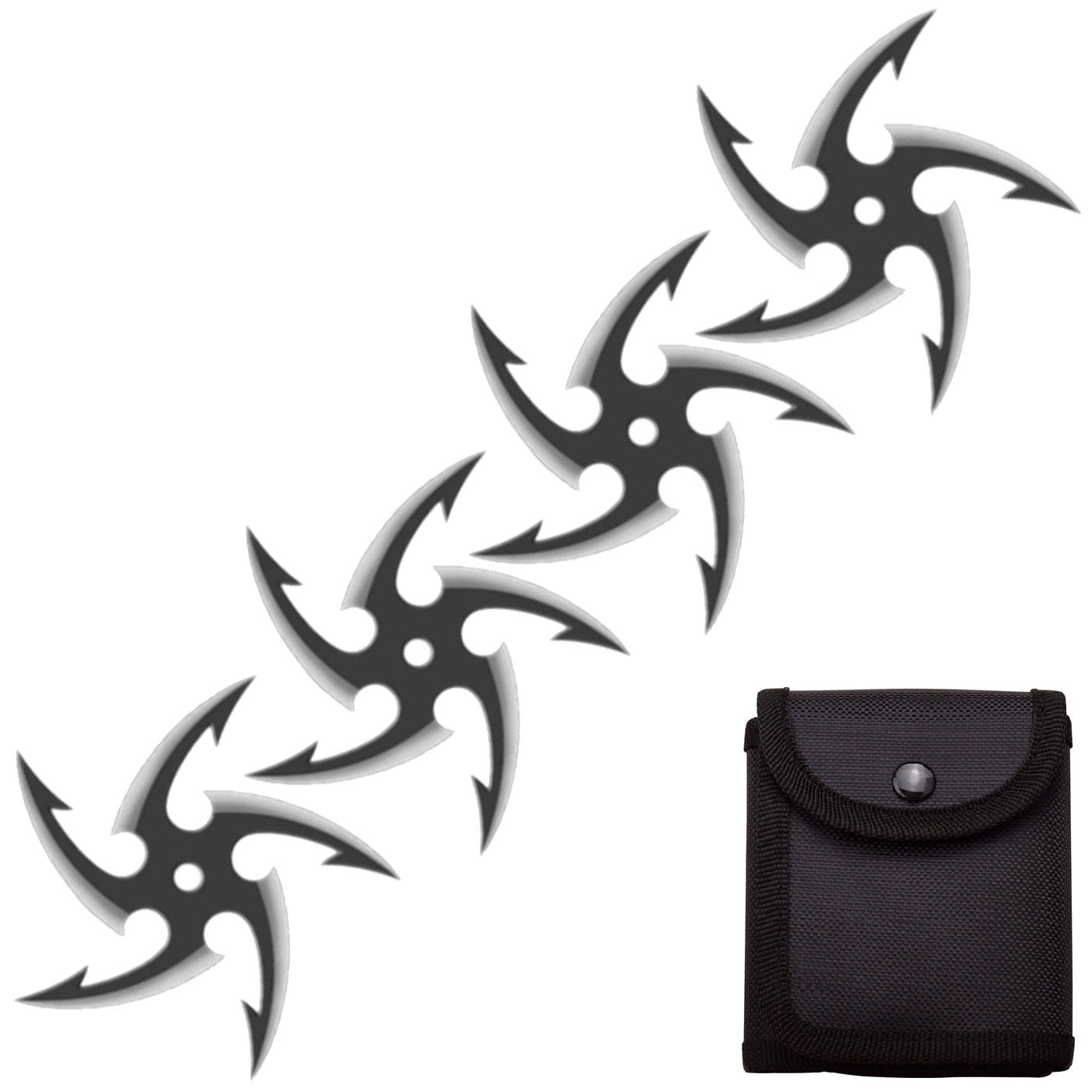 4 PC Set Black/Satin Finish Cyclone Ninja Throwing Stars 