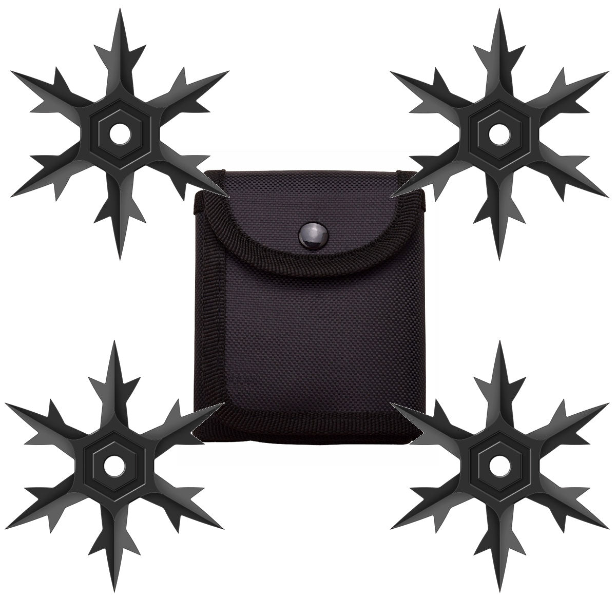 4 Pc Black Six Point Throwing Ninja Stars 