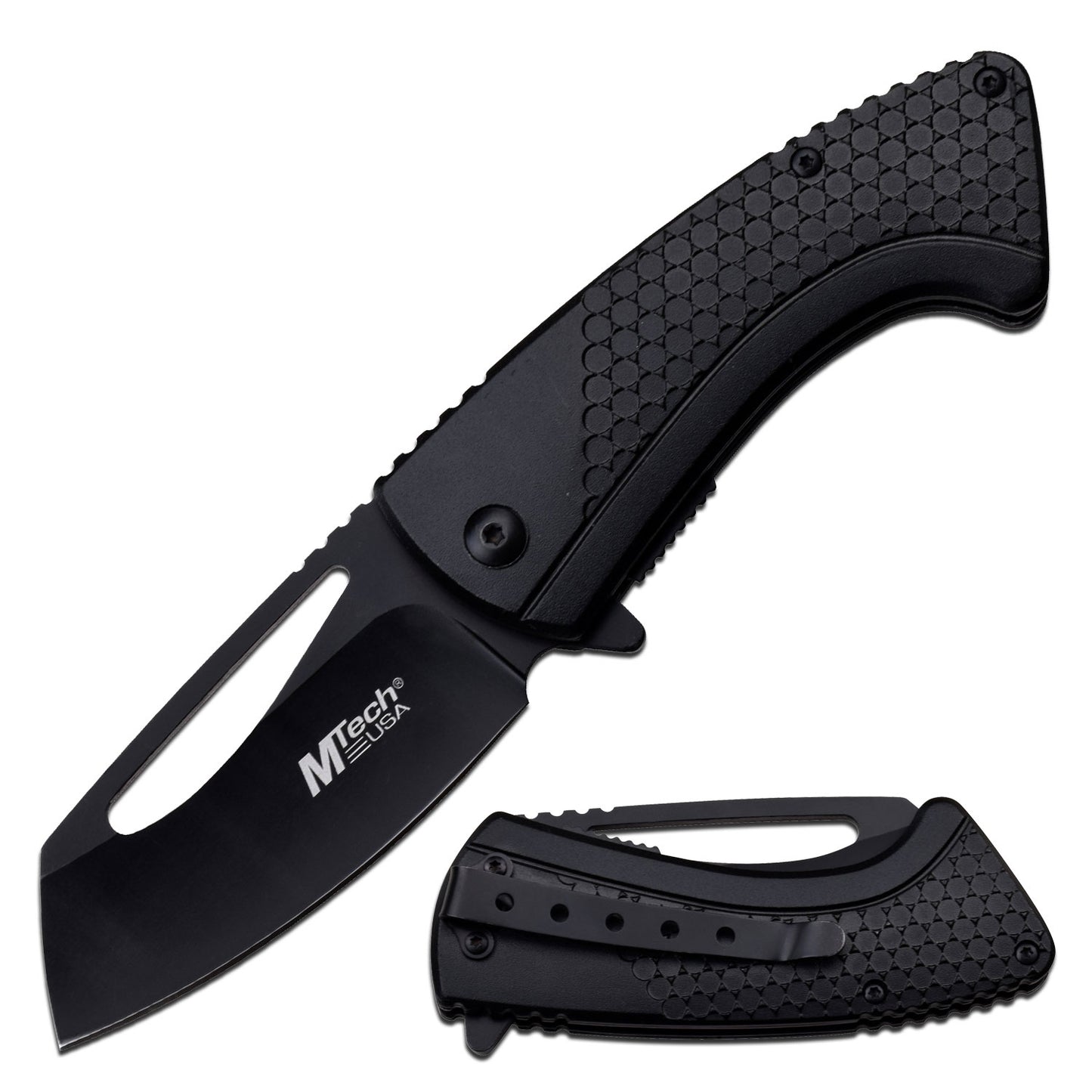 MTech USA Black Cleaver Spring Assisted Knife 