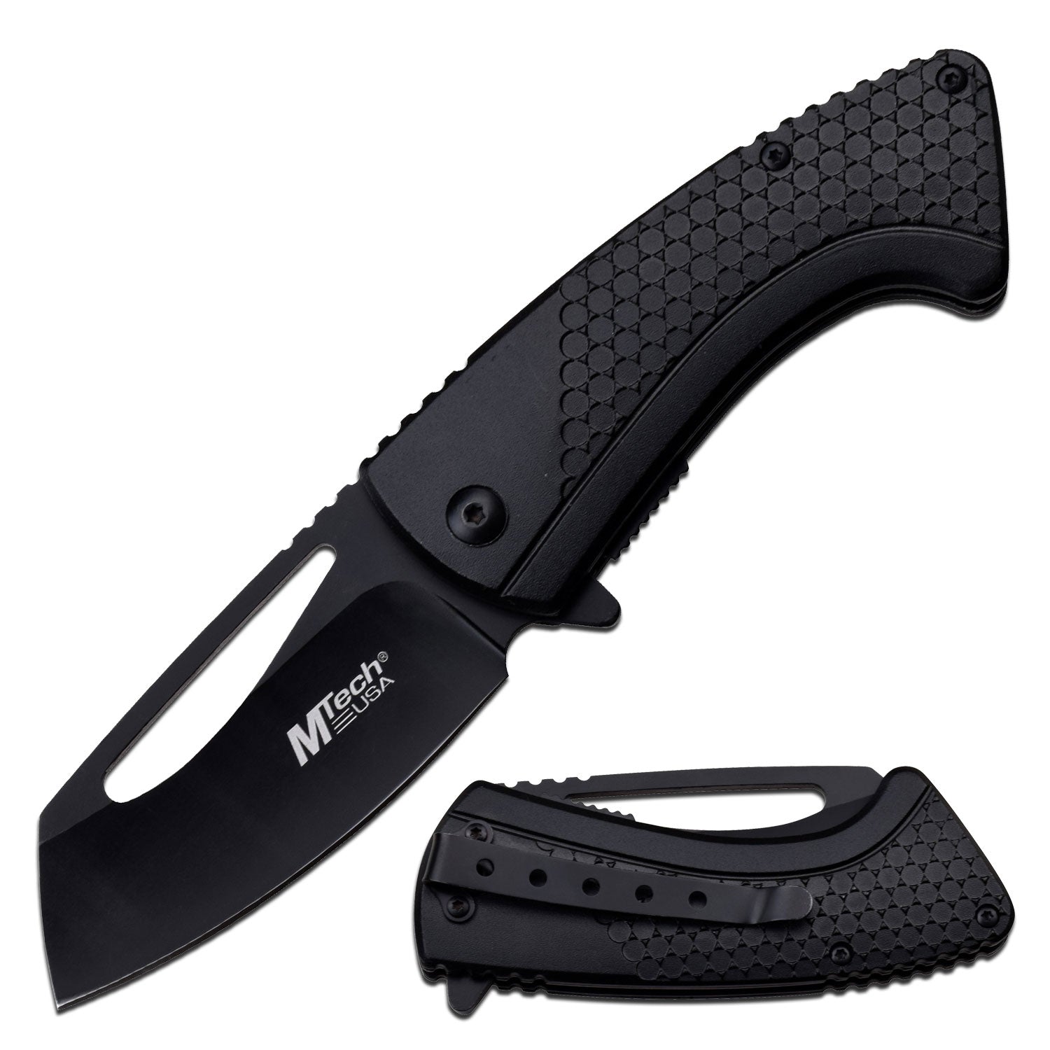 MTech USA Black Cleaver Spring Assisted Knife 