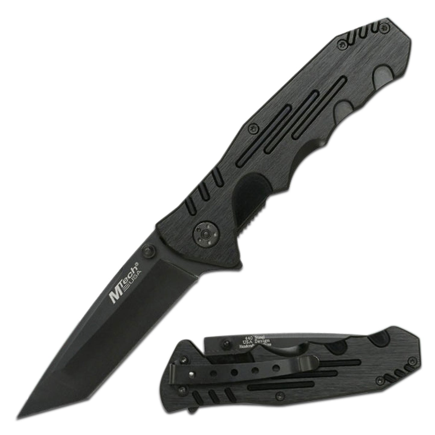 Mtech Black Tanto Spring Assisted Knife