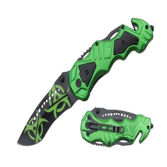 Green Biohazard Assisted Opening Pocket Blade