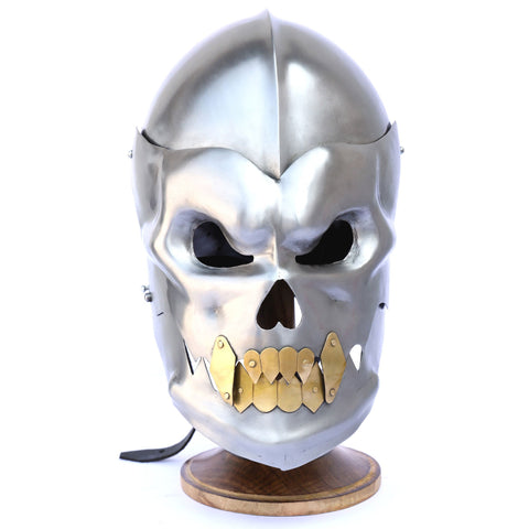 Medieval Human Skull helmet Silver Demon