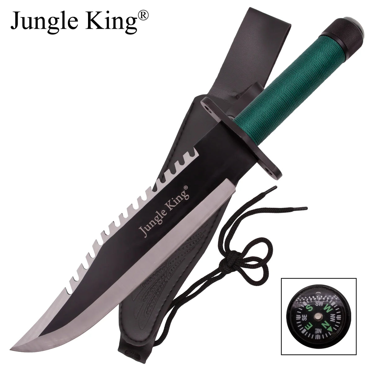 Jungle King Full-Tang Fixed Blade Field Tool with Sheath — Green - Premium Tactical & Collector Gear