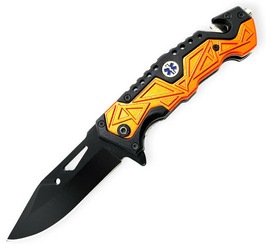 Orange Emergency EDC Folding Pocket Tool - Premium Tactical & Collector Gear