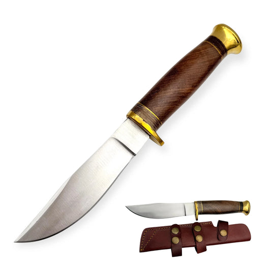 Red Deer® Hunting Knife Dark Brown W/Leather Sheath - Premium Tactical & Collector Gear