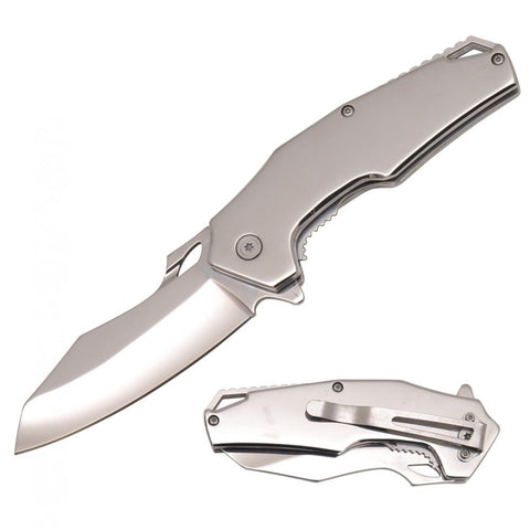Silver Executive Spring Assist Folding Pocket Knife