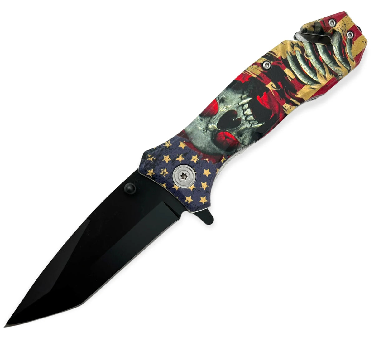 American Flag Red Eyes Skull Folding Pocket Tool — Collector's Edition - Premium Tactical & Collector Gear