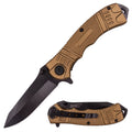8" Spring Assisted Folding Pocket Tool – DP Blade Tan - Premium Tactical & Collector Gear