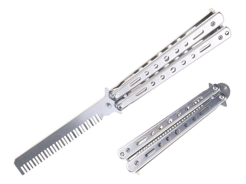 8.5" Stainless Steel Butterfly Trainer Comb - Silver - Fantasticblades