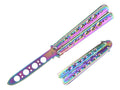 8.5" Stainless Steel Butterfly Trainer - Rainbow - Fantasticblades