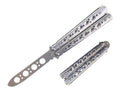 8.5" Stainless Steel Butterfly Trainer - Silver - Fantasticblades