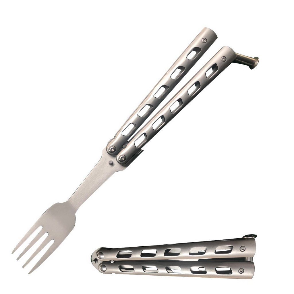 Butterfly Fork - Matte Silver Vented Handle - Fantasticblades