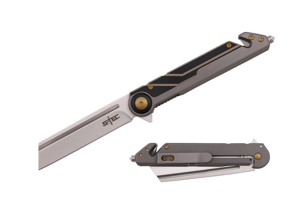 S-TEC Gray Tanto Spring-Assisted Folding Knife - Fantasticblades