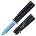 8.5" S-TEC Spring-Assist Butterfly-Style Folding Knife - Rainbow - Fantasticblades